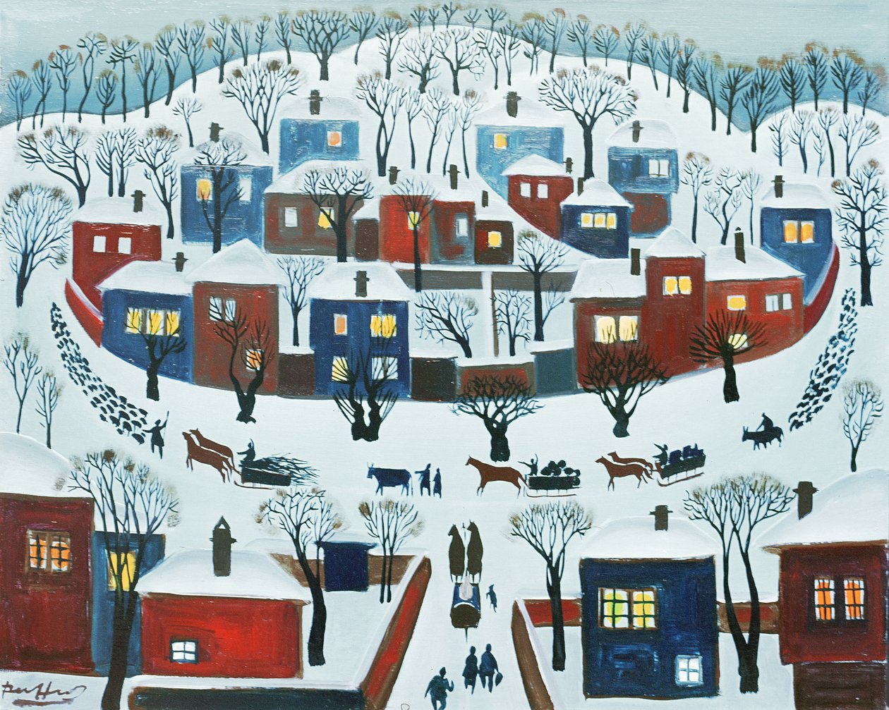 冬季村，1969年 作者 拉迪·内德尔切夫