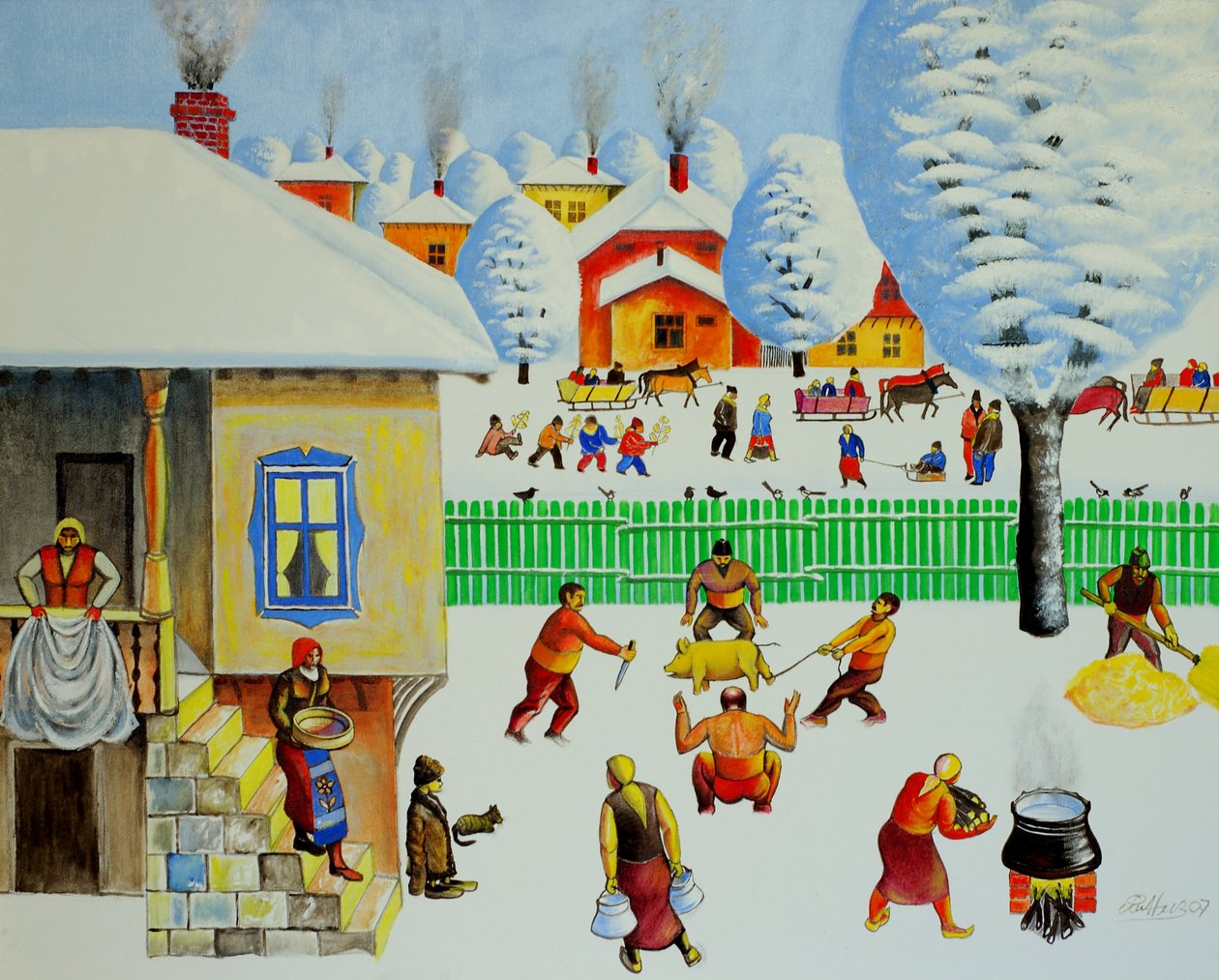 在圣诞树上，2006（布面油画） 作者 拉迪·内德尔切夫