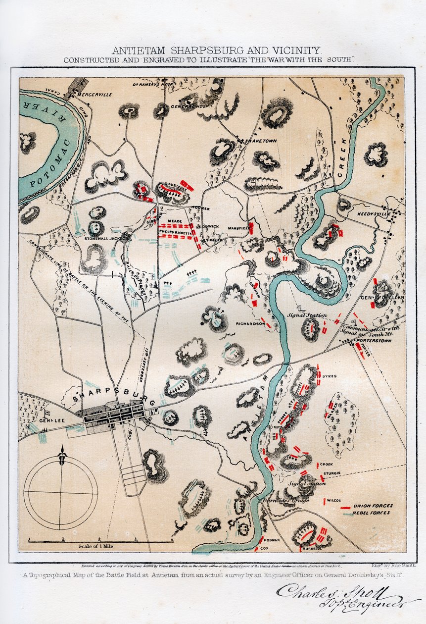 安提坦、夏普斯堡及周边地区地图，马里兰州，1862年 1862-1867年。 作者 雷·史密斯