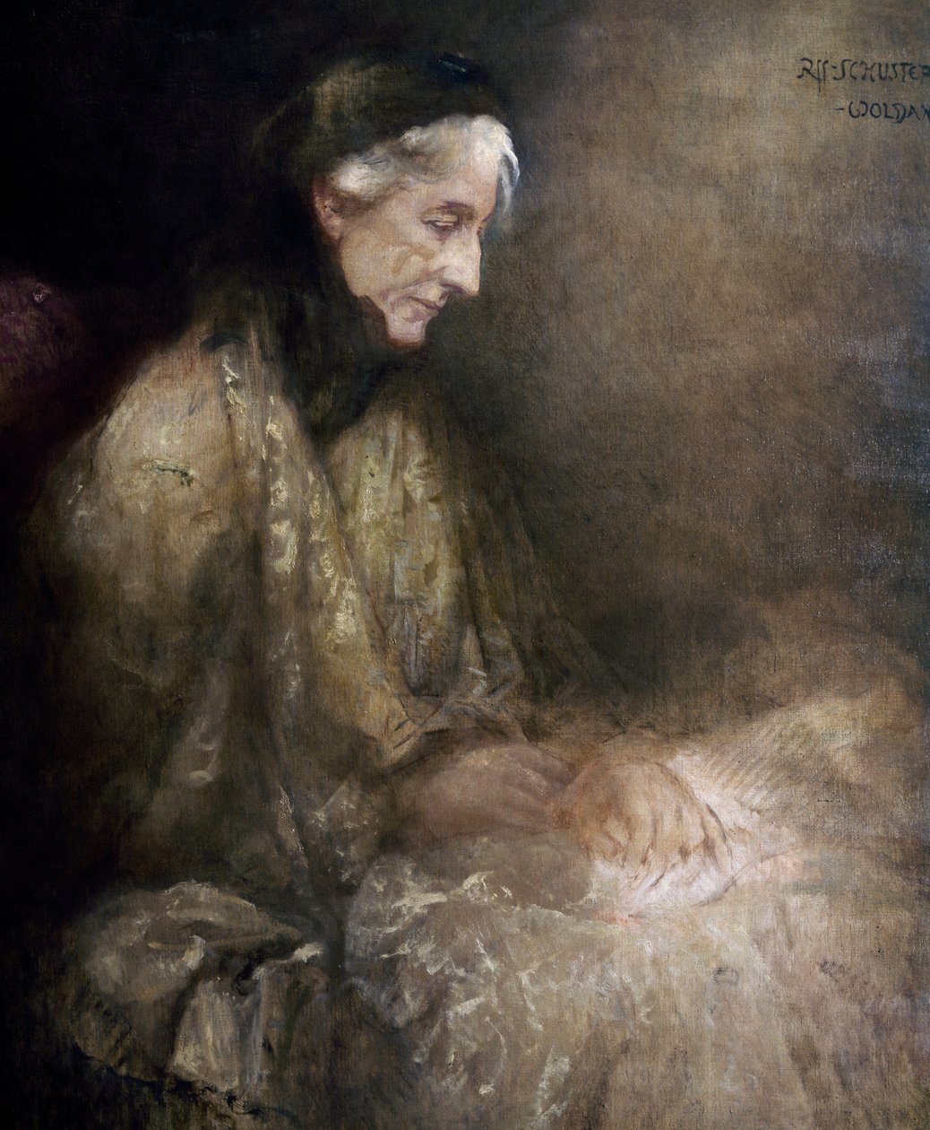 科西玛-瓦格纳（1838 - 1930 年）肖像，弗朗茨-李斯特之女，理查德-瓦格纳之妻（布面油画） 作者 拉斐尔·沃尔丹·舒斯特