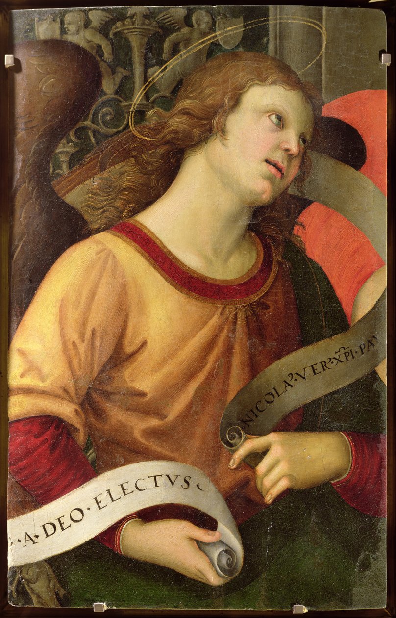 天使，来自托伦蒂诺圣尼古拉斯的polyptych，1501 作者 拉斐尔（Raffaello Sanzio Raphael）