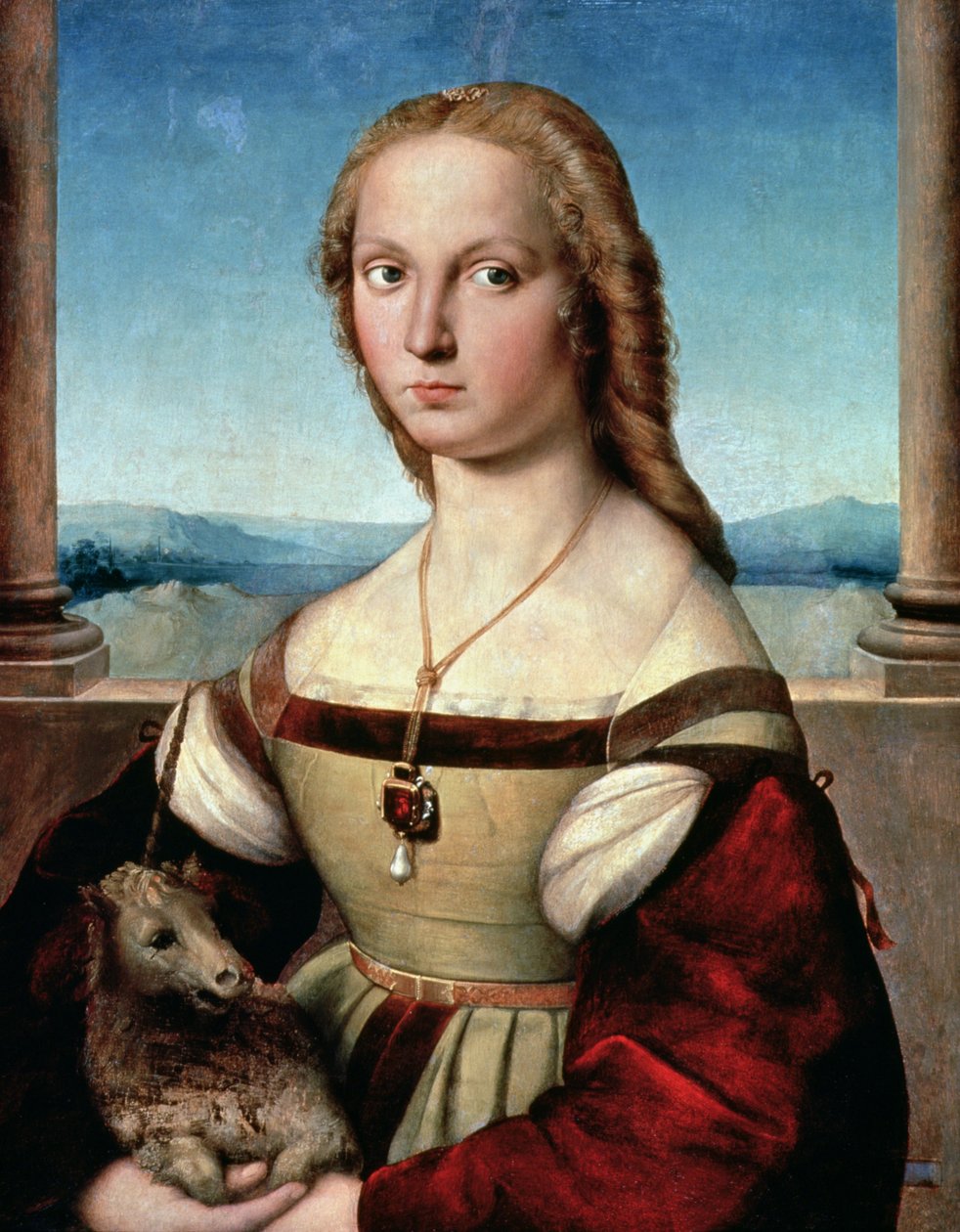 一位夫人的画象有独角兽的，c.1505-6 作者 拉斐尔（Raffaello Sanzio Raphael）