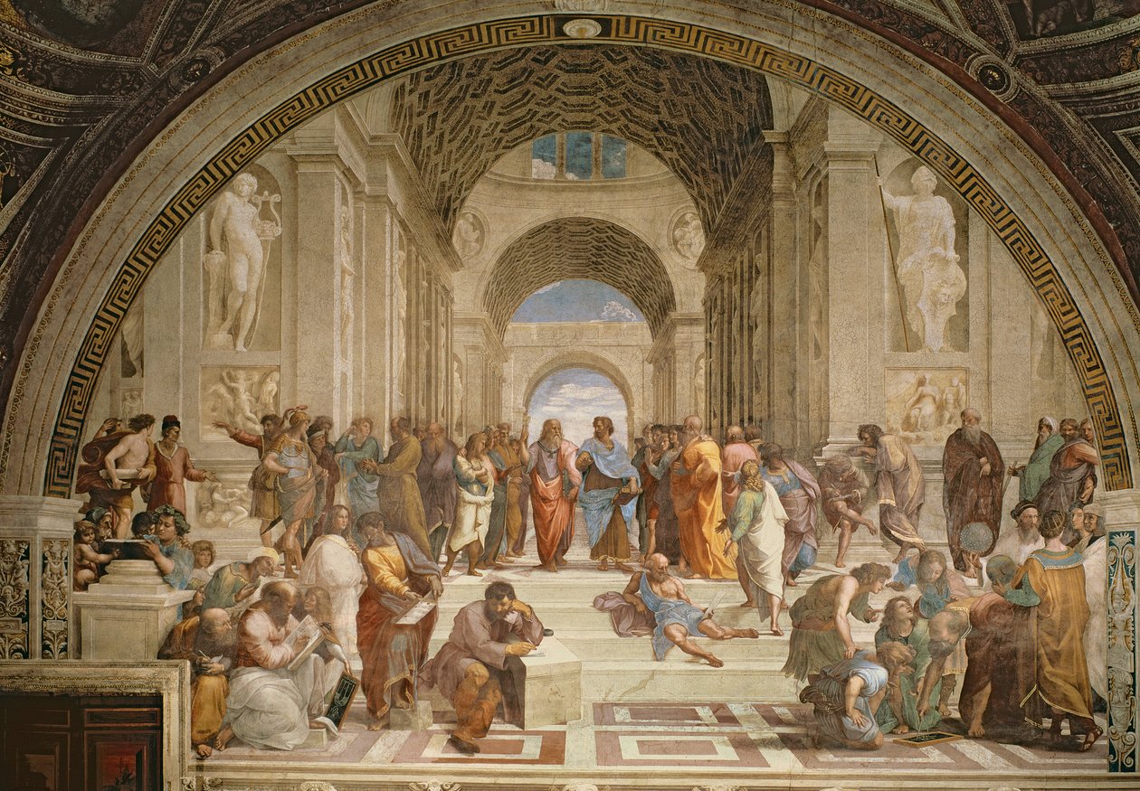 雅典学院，来自Stanza della Segnatura，1510-11 作者 拉斐尔（Raffaello Sanzio Raphael）