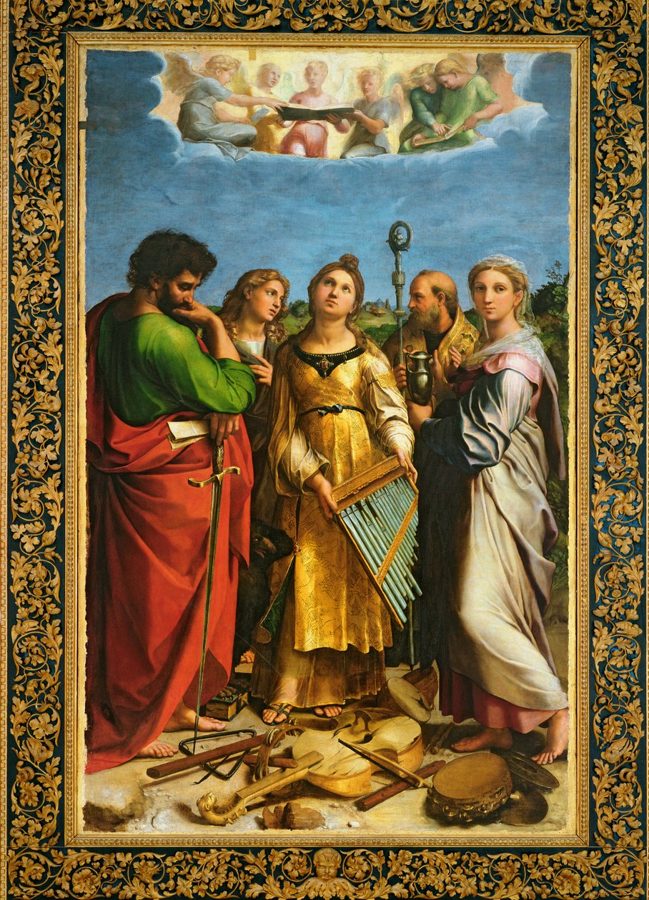 St. Cecilia被圣保罗，圣约翰福音传教士，圣奥古斯丁和玛丽抹大拉包围，1513年（另见228955和349832） 作者 拉斐尔（Raffaello Sanzio Raphael）