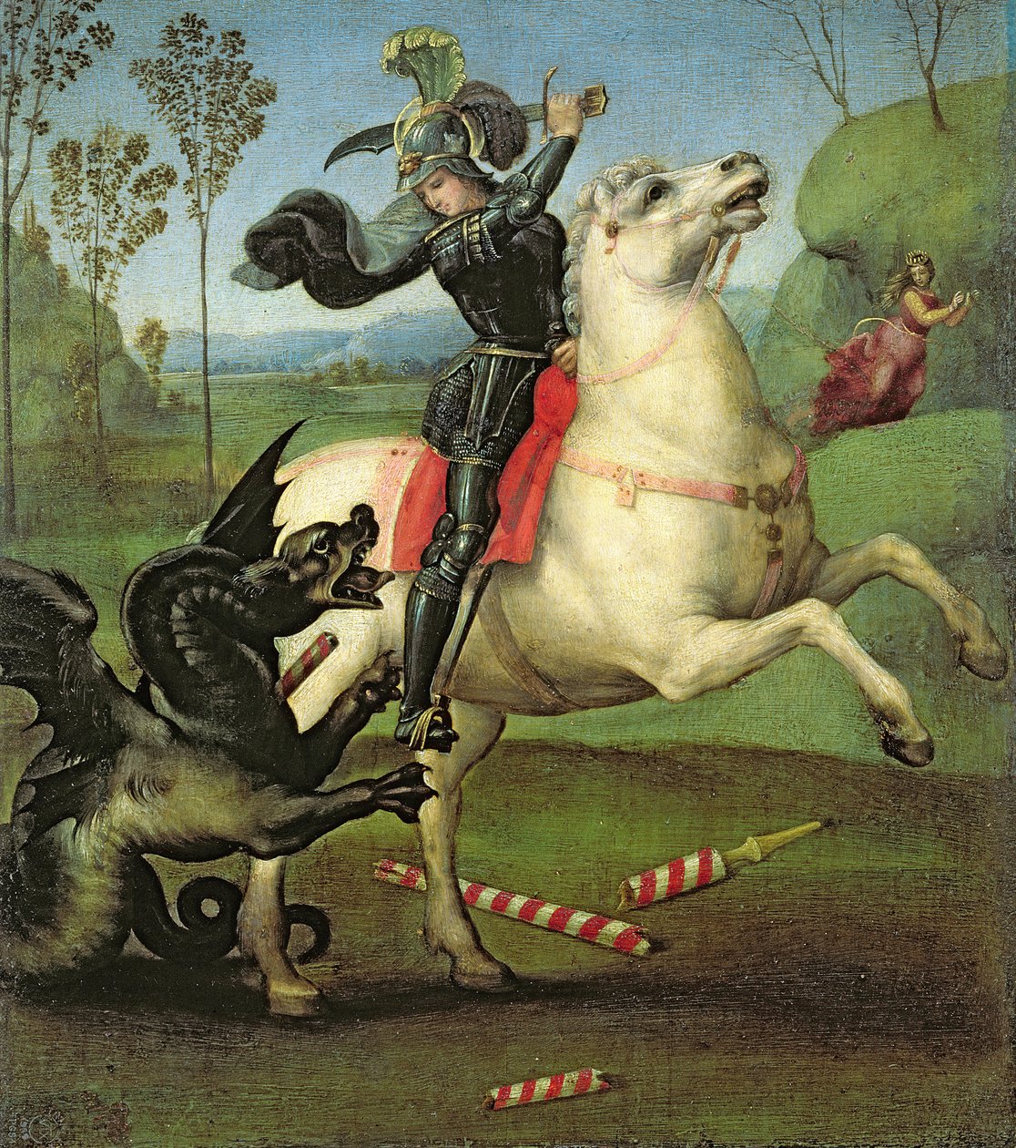 圣乔治与龙斗争，c.1503-05（另见95727） 作者 拉斐尔（Raffaello Sanzio Raphael）