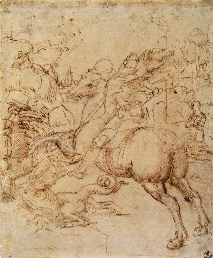 圣乔治和龙的纸板 作者 拉斐尔（Raffaello Sanzio Raphael）