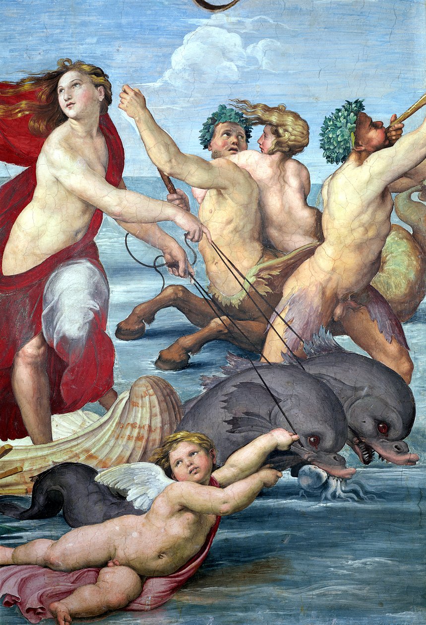 Galatea，mermen和海豚细节，1506壁画细节56473 作者 拉斐尔（Raffaello Sanzio Raphael）