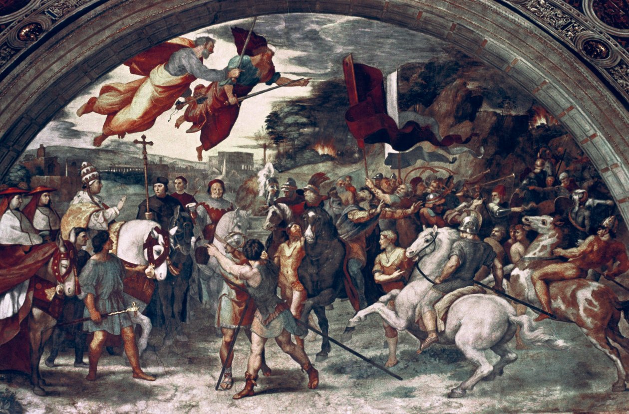 教皇利奥一世，排斥阿提拉，细节，1511-14年 作者 拉斐尔（Raffaello Sanzio Raphael）