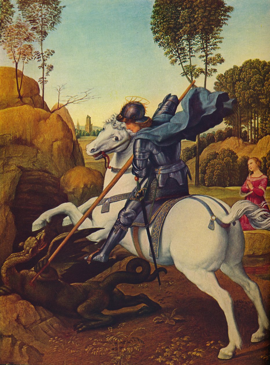 圣乔治与巨龙，c1505 作者 拉斐尔（Raffaello Sanzio Raphael）