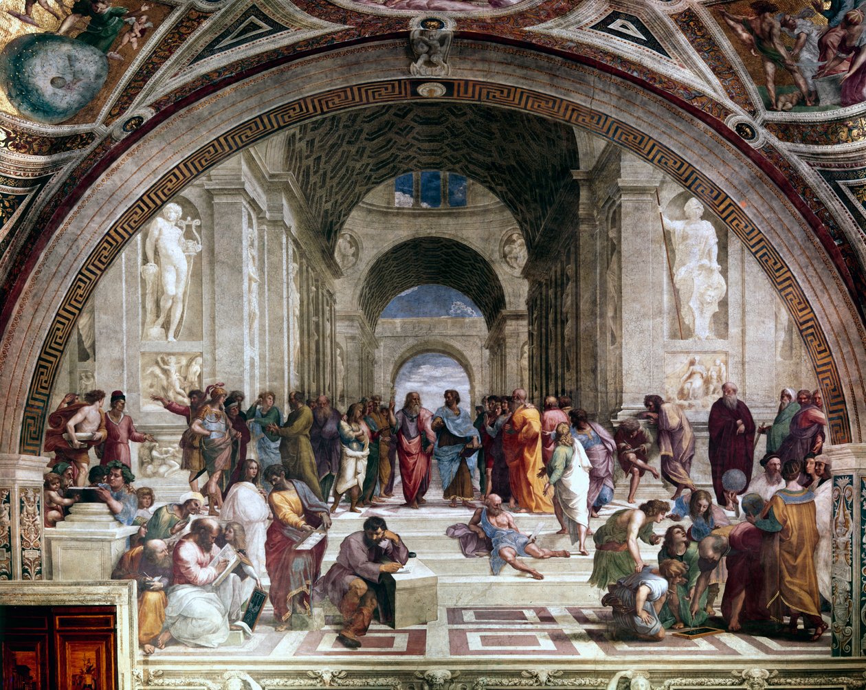 雅典学院，c1510 作者 拉斐尔（Raffaello Sanzio Raphael）