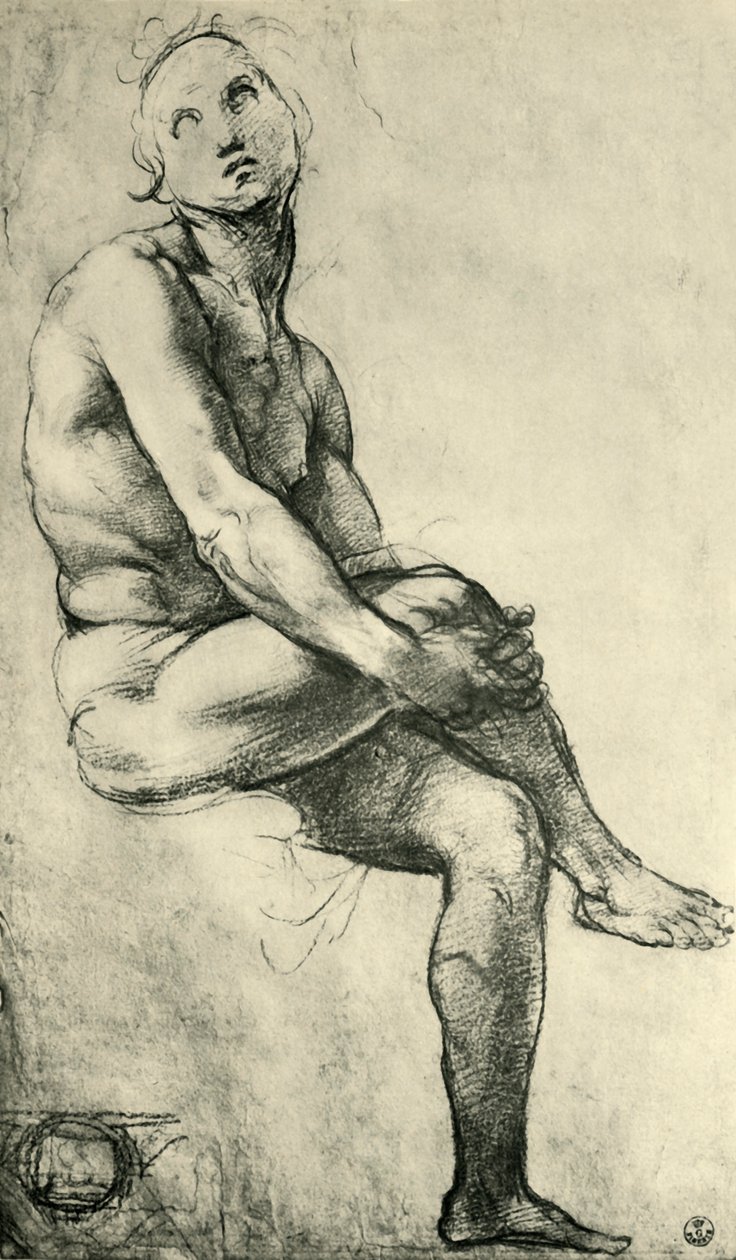 坐着的裸男，1509-1511，1943。 作者 拉斐尔（Raffaello Sanzio Raphael）