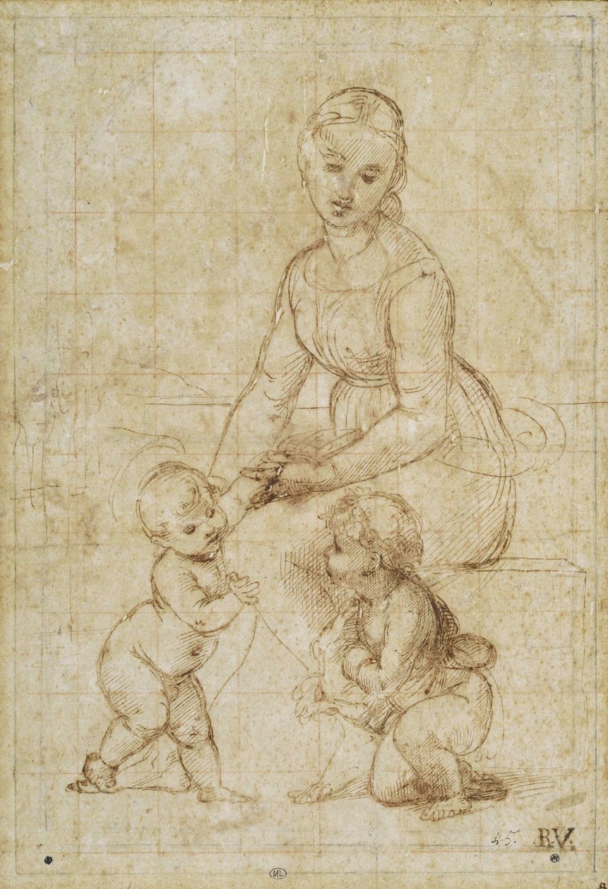 研究La bellejardinière，约1506-1507年。 作者 拉斐尔（Raffaello Sanzio Raphael）