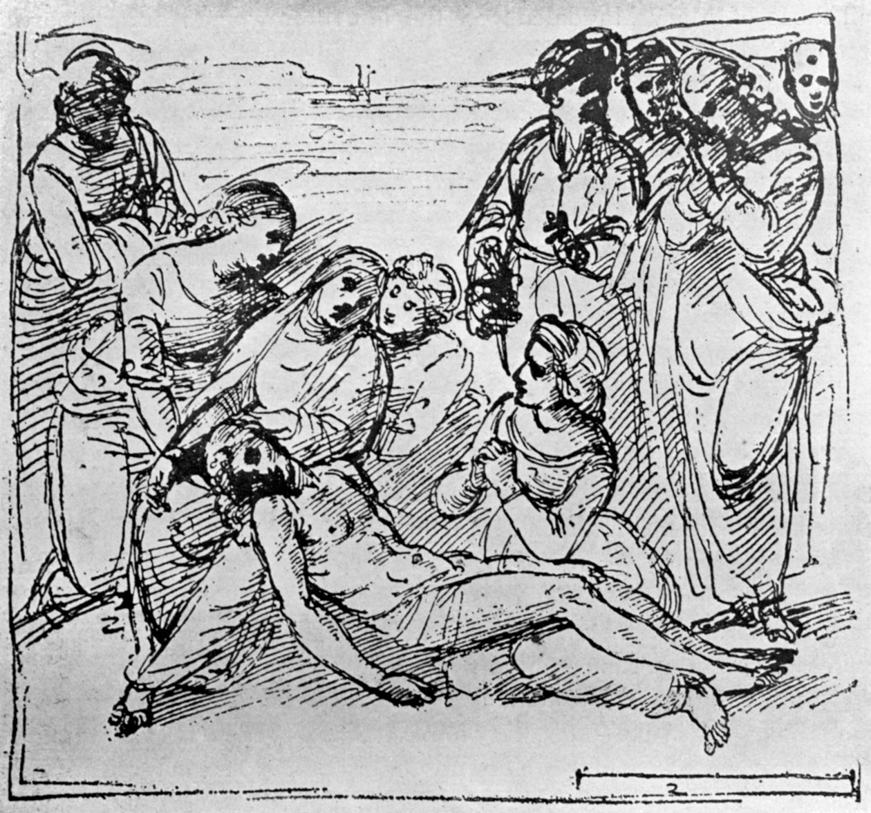 埋葬研究，1913年。 作者 拉斐尔（Raffaello Sanzio Raphael）