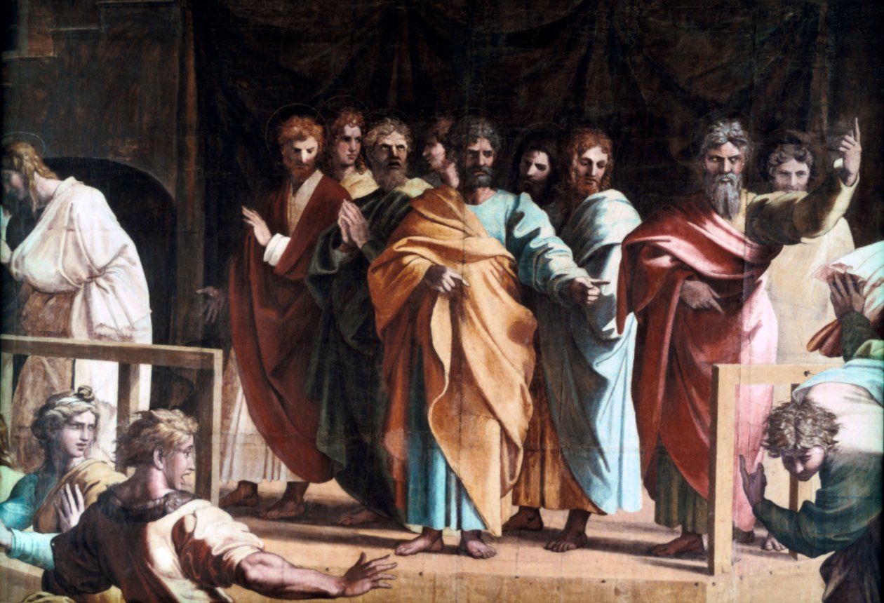 亚拿尼亚的死，1515年 作者 拉斐尔（Raffaello Sanzio Raphael）
