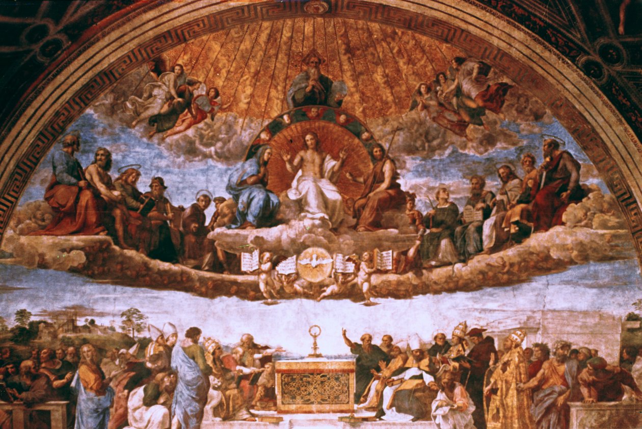 圣礼之争，1508-1509年 作者 拉斐尔（Raffaello Sanzio Raphael）