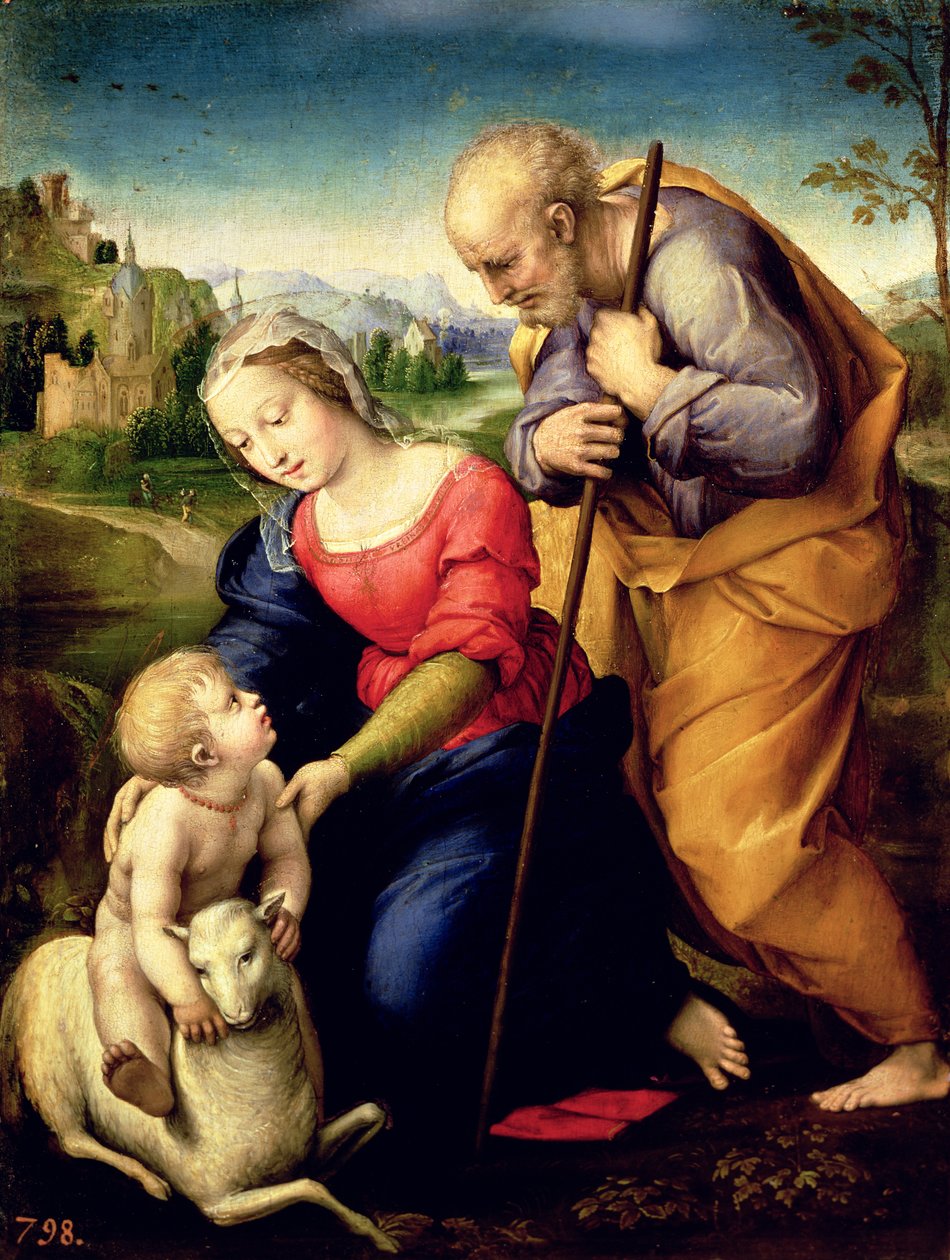 神圣家族与羔羊，1507 作者 拉斐尔（Raffaello Sanzio Raphael）
