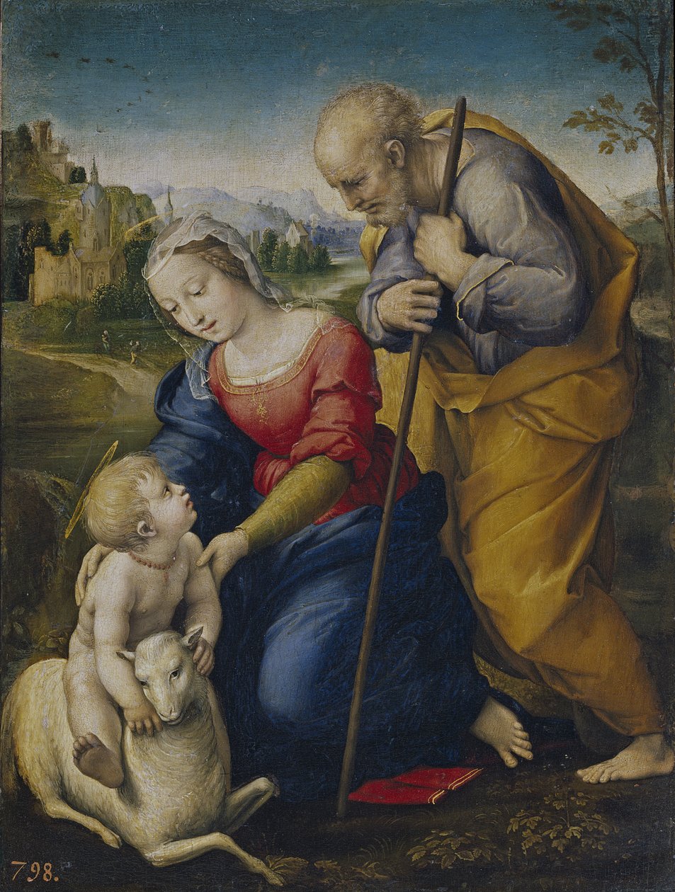 带羊羔的神圣家族，1507年 作者 拉斐尔（Raffaello Sanzio Raphael）