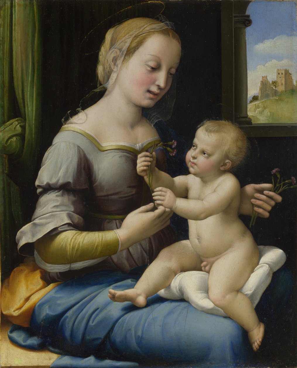 粉红夫人的麦当娜康乃馨的麦当娜，约1506-1507年 作者 拉斐尔（Raffaello Sanzio Raphael）