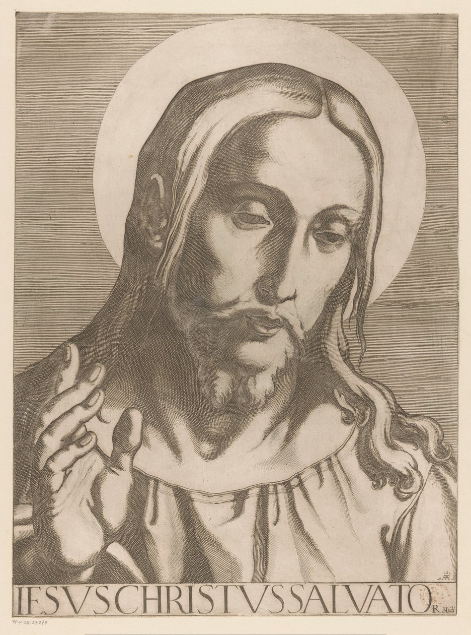 基督
Iesus Christus Salvator Mudi（物上标题）
Christus, Maria en de twaalf apostelen（系列标题）
Il sacrato collegio apostolico（系列标题） 作者 拉斐尔（Raffaello Schiaminossi）