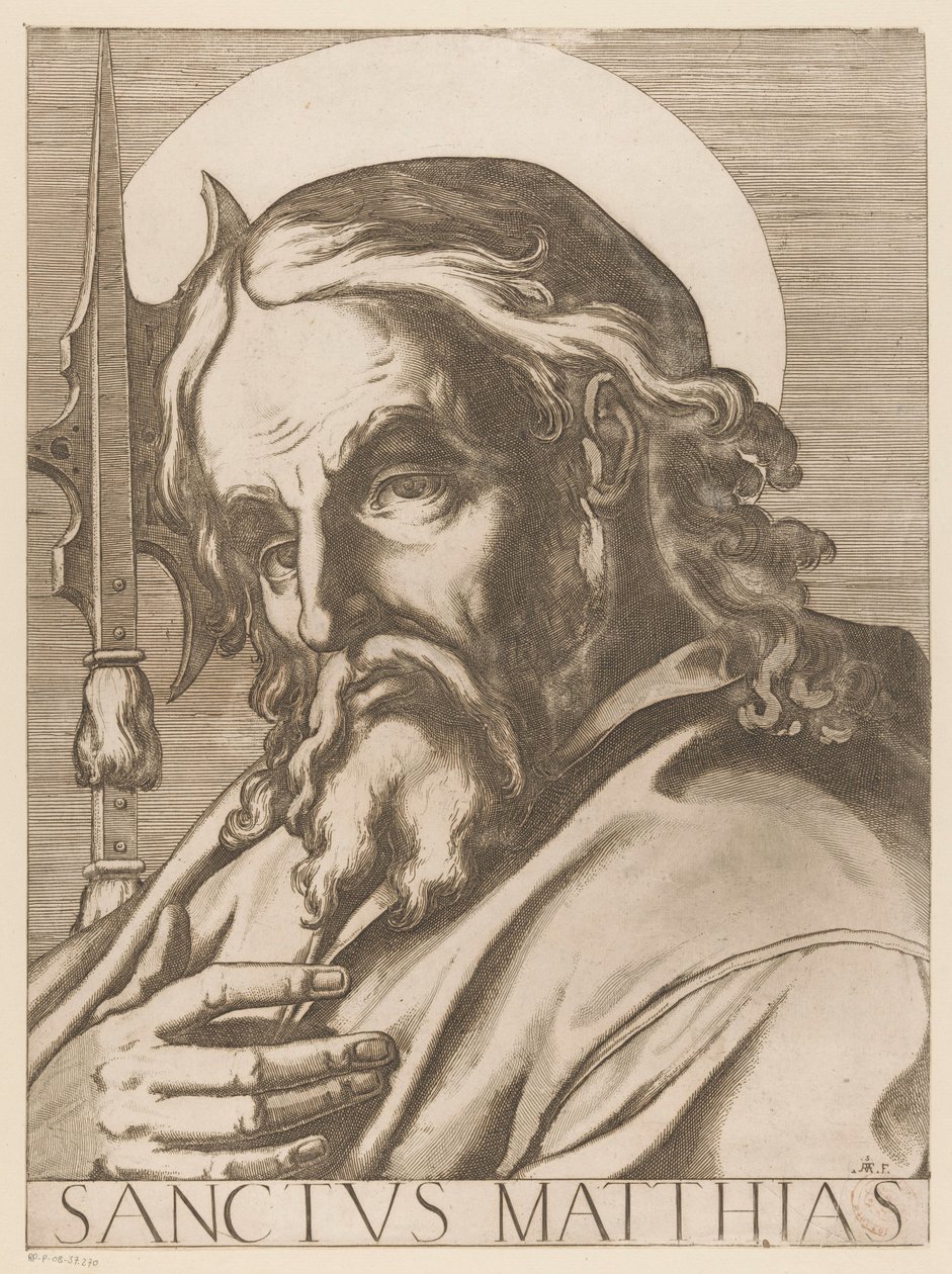马特乌斯万岁
马提亚圣歌》（物品上的标题）
Christus, Maria en de twaalf apostelen（系列标题）
Il sacrato collegio apostolico（系列标题） 作者 拉斐尔（Raffaello Schiaminossi）