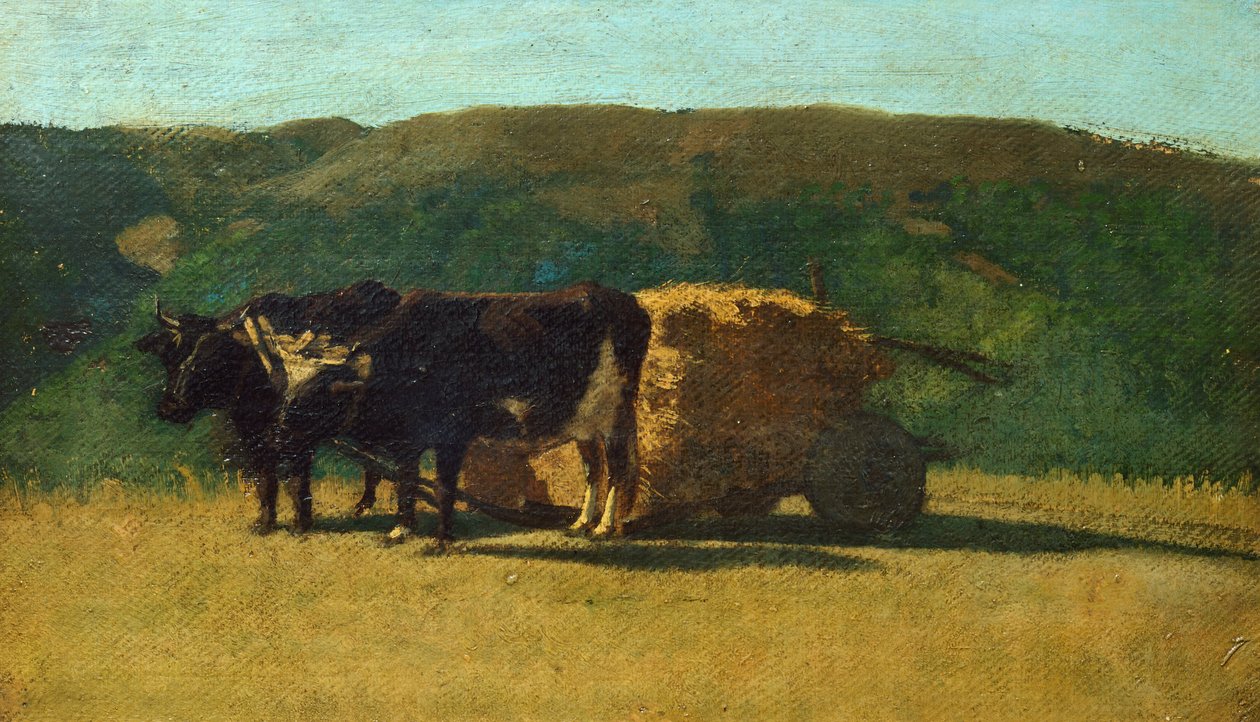 拉斐尔-塞内西（1838-1866 年）的黑牛拉车 作者 拉斐尔·塞内西（Raffaello Sernesi）