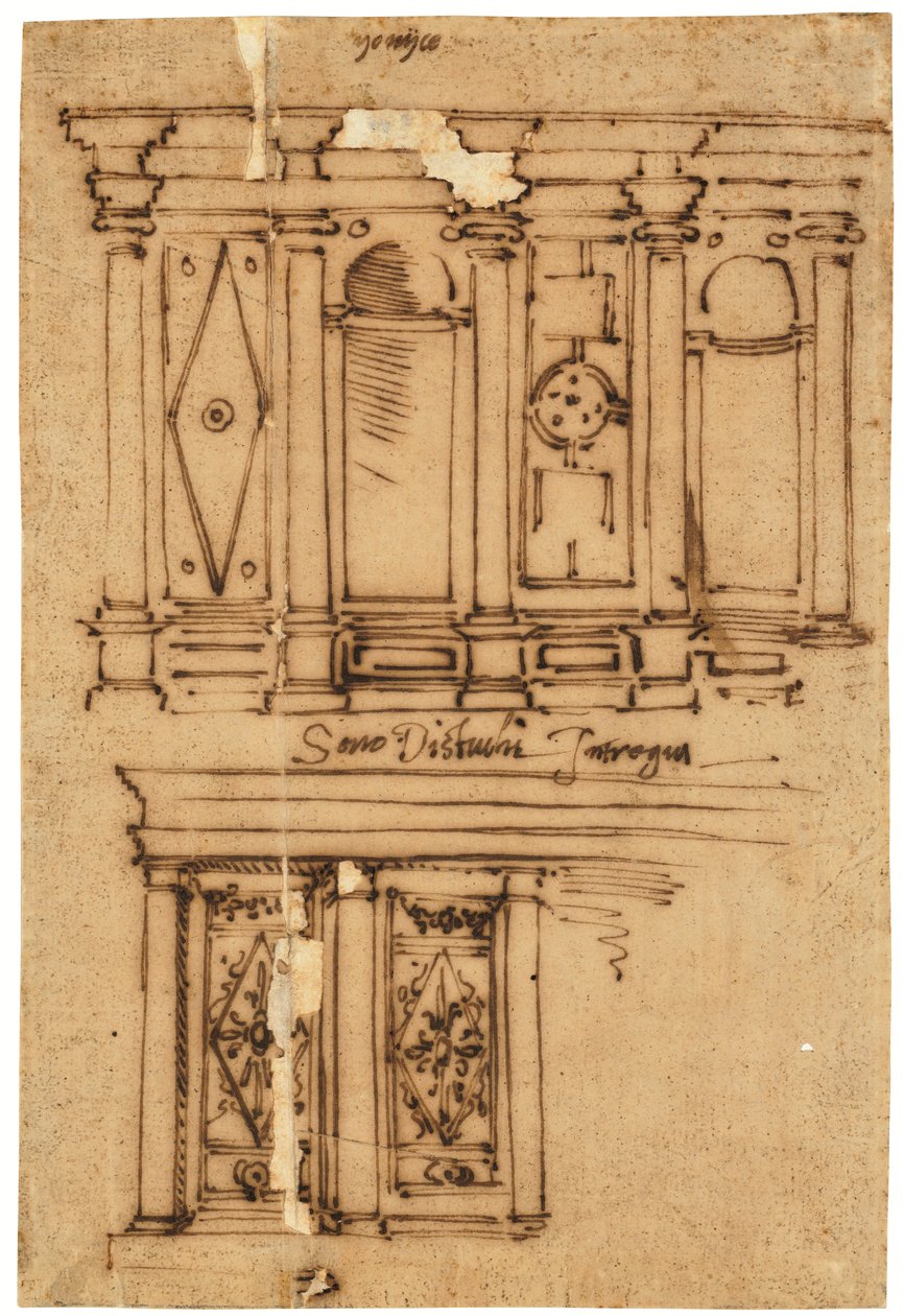 墙饰设计（钢笔和棕色墨水，油性描图纸） 作者 拉斐尔（Raffaello da Montelupo）