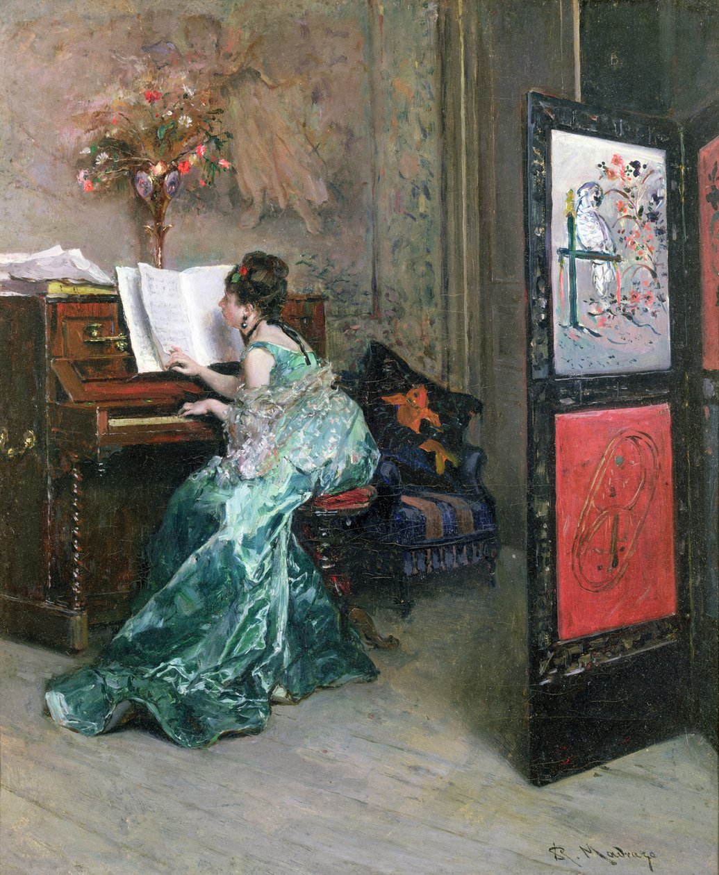 夫人在室内弹钢琴 作者 Raimundo de Madrazo y Garreta