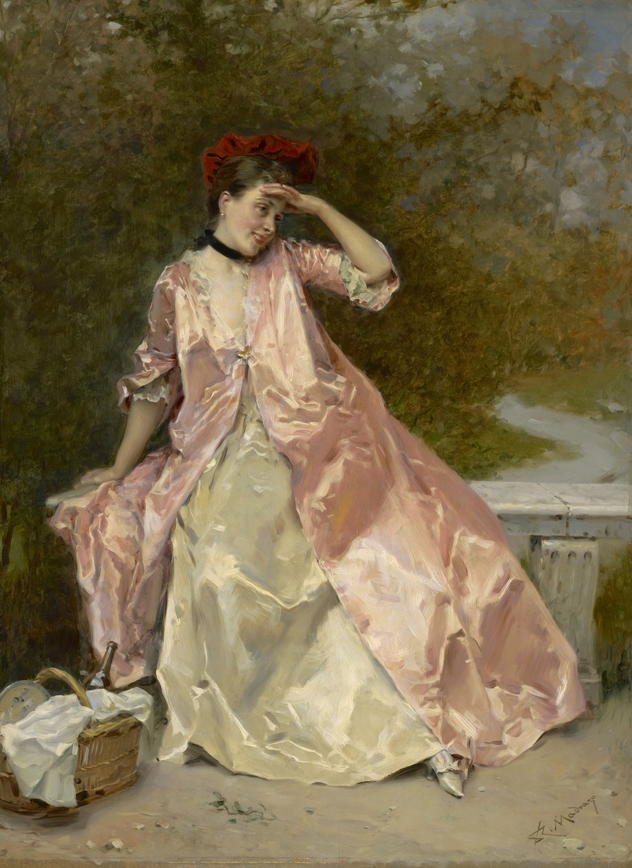 带野餐篮的女人，约1890年 作者 Raimundo de Madrazo y Garreta