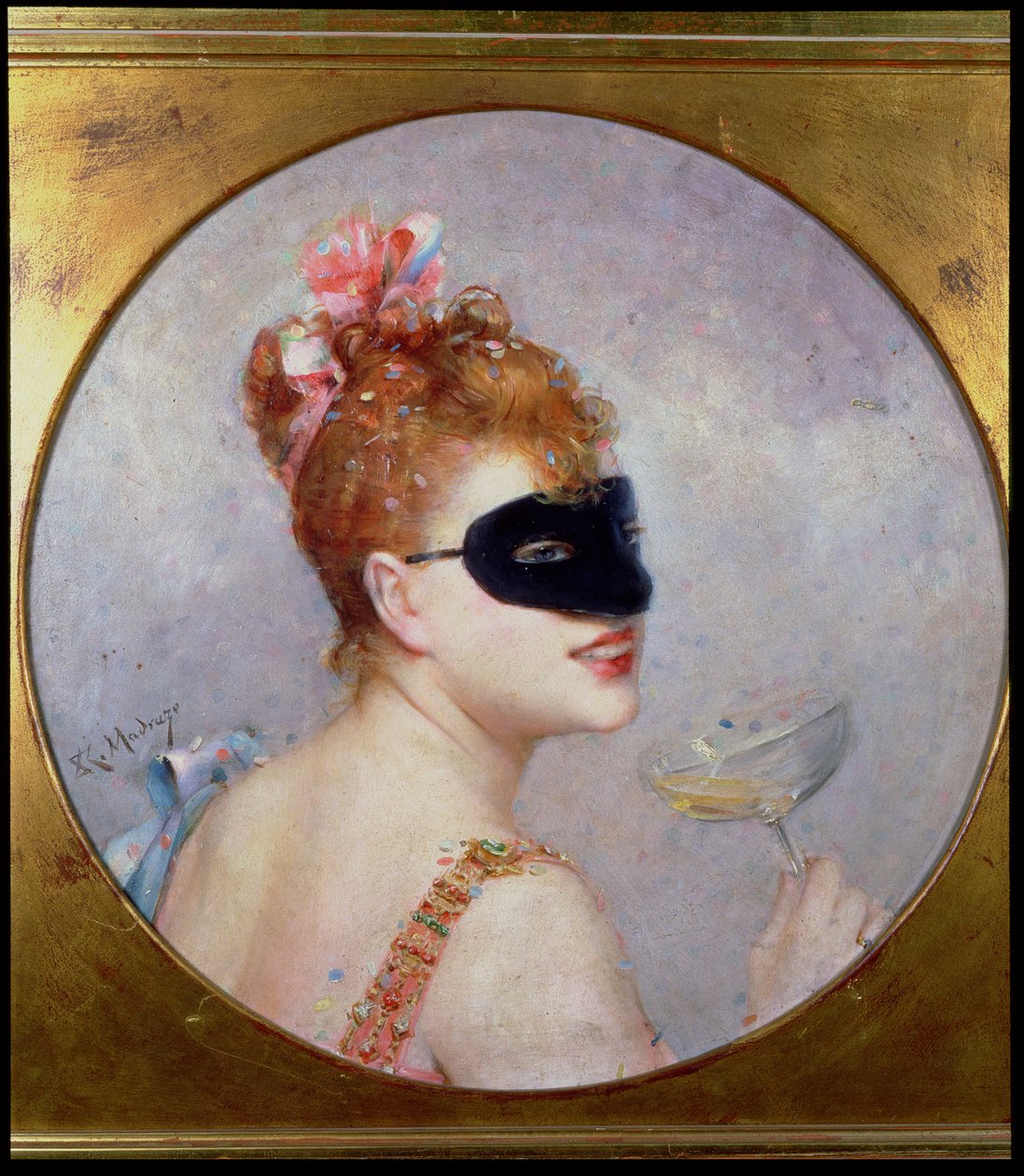 戴面具的女人（布面油画） 作者 Raimundo de Madrazo y Garreta