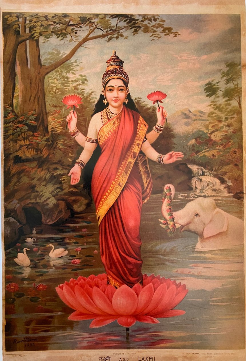 拉克希米》，拉维-瓦尔玛美术石印出版社，孟买，1894 年 作者 拉贾·拉维·瓦尔玛