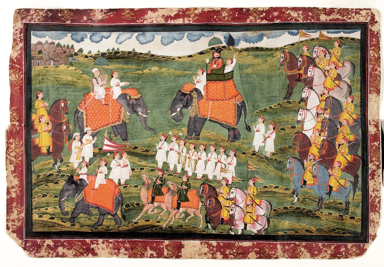 1822年10月，詹姆斯托德上校和Guru Gyanchandra上校在Udaipur附近骑大象 作者 拉贾斯坦学校