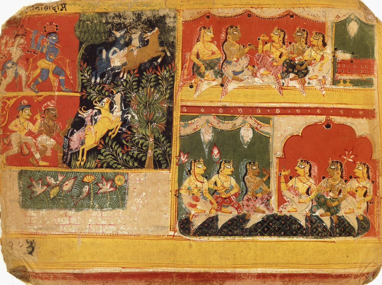 “ Bhagvata Purana”插图，X书籍，第21章，约1525年 作者 拉杰普特学校