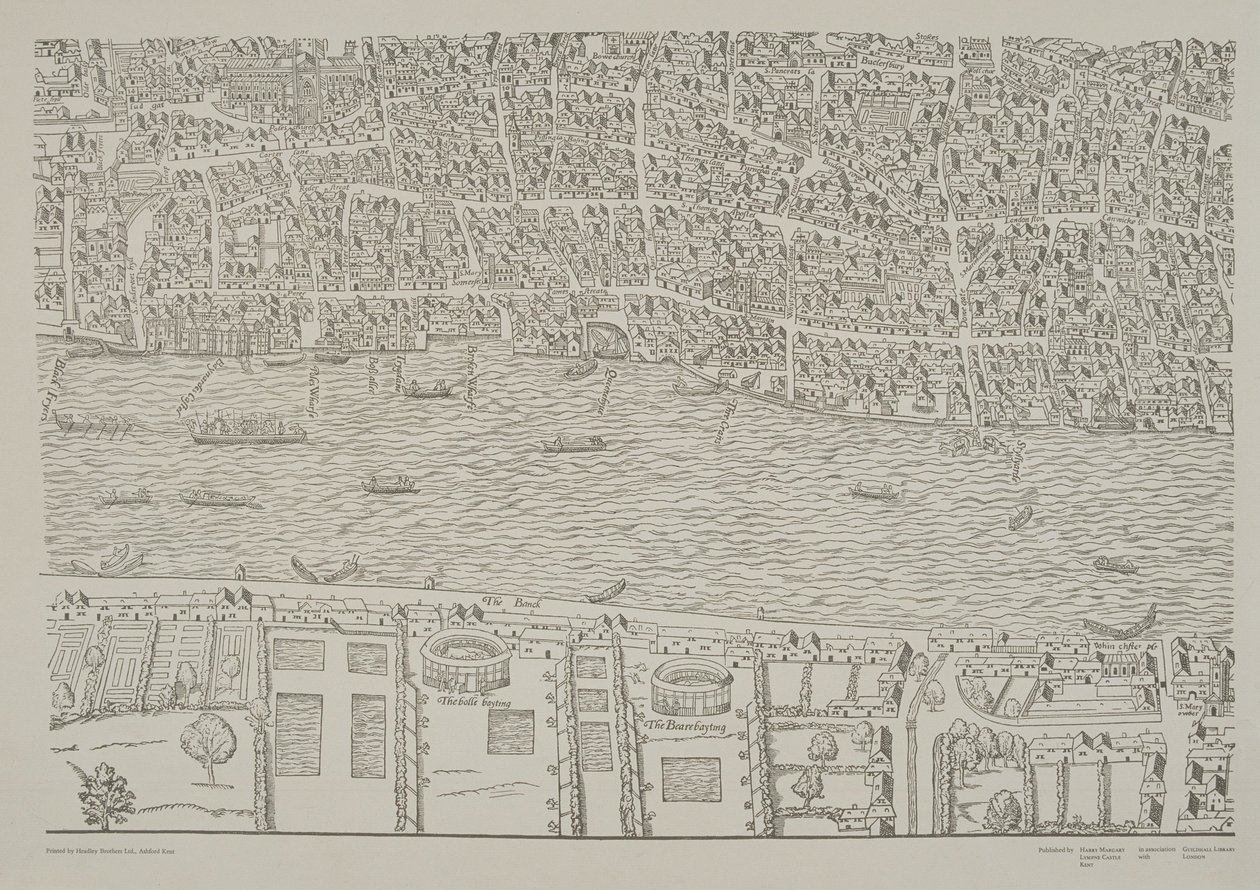 伦敦地图，显示在Southwark的熊诱饵的庭院，c.1561 作者 拉尔夫·阿加斯（Ralph Agas）