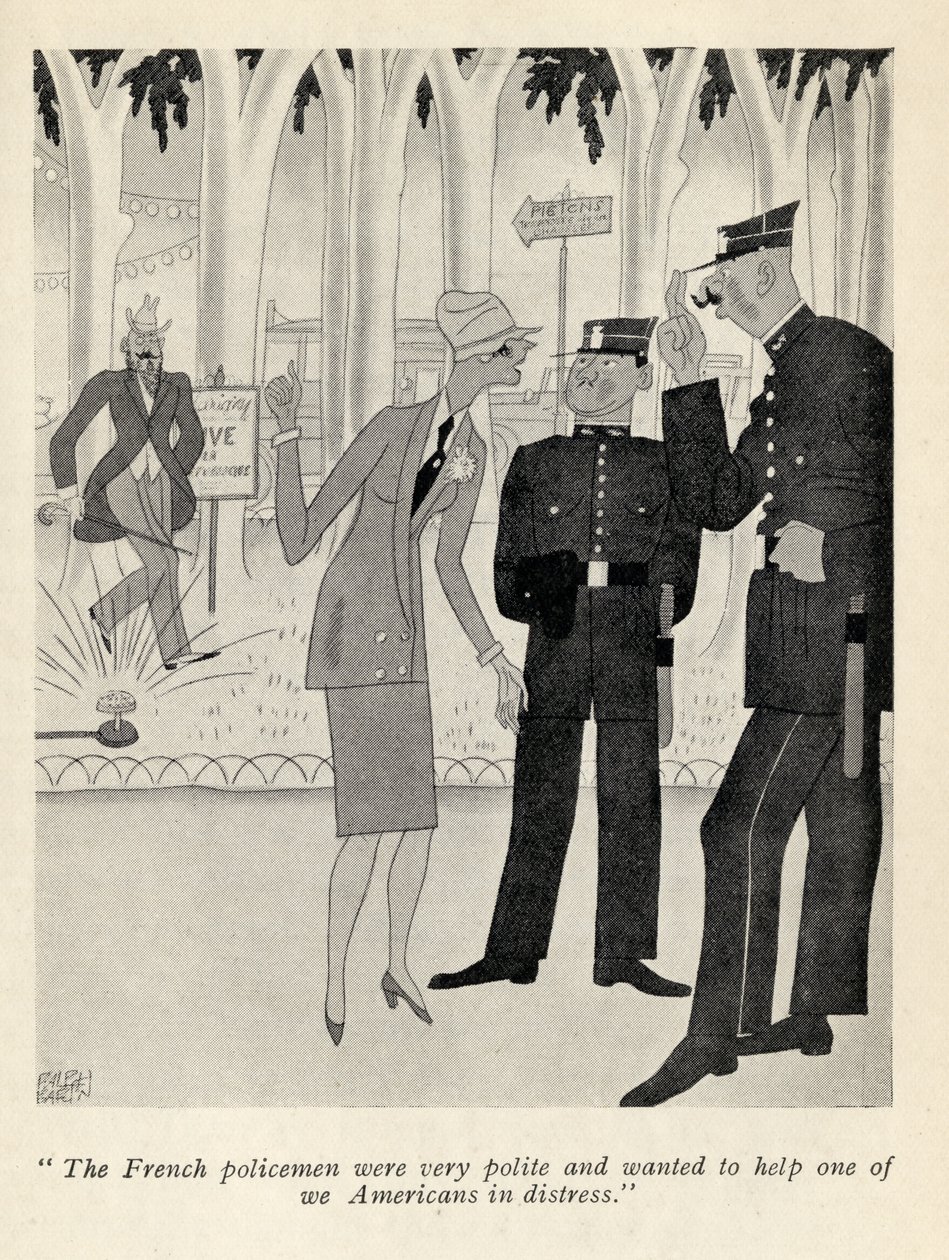 “法国警察非常有礼貌......”，1928年出版的Anita Loos的“但先生嫁给黑发女郎”的插图 作者 拉尔夫·巴顿