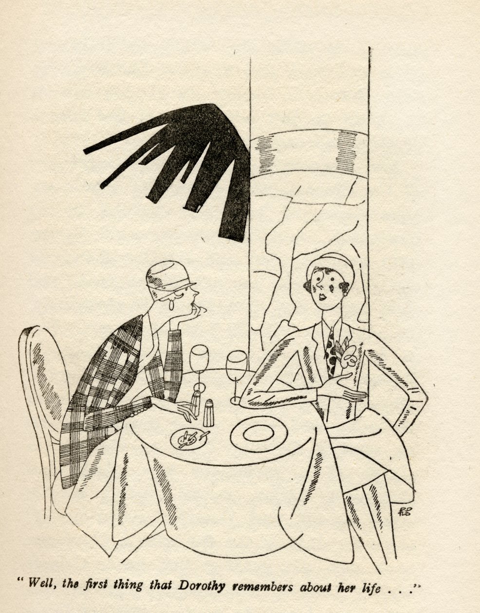 “好吧，多萝西记得她生命中的第一件事......”，1928年出版的Anita Loos的“但先生嫁给黑发女郎”的插图 作者 拉尔夫·巴顿
