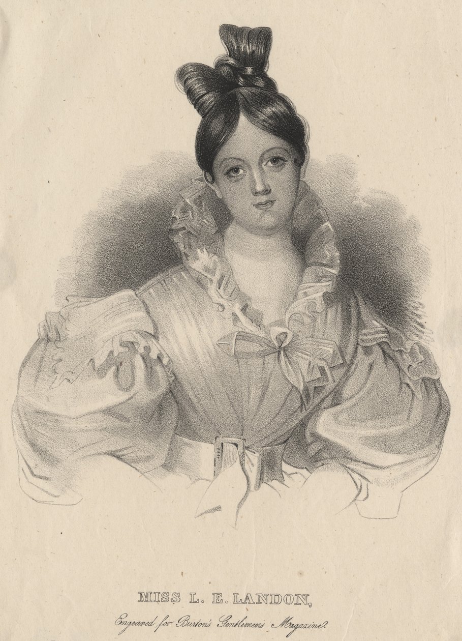 由JT Bowen创作的版画LE Landon小姐，1838年为伯顿的绅士杂志刻 作者 拉尔夫·特隆布利