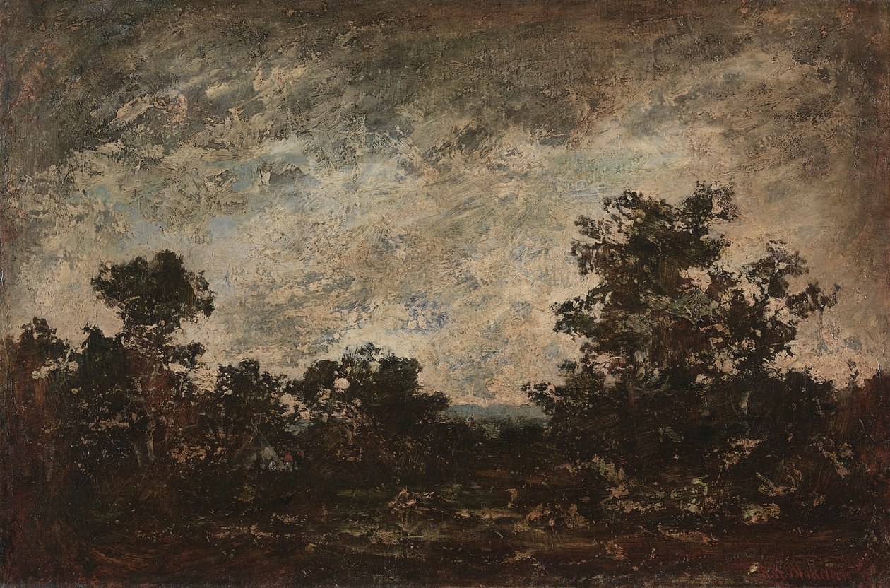 印第安营地，约 1890 年（布面油画） 作者 拉尔夫·阿尔伯特·布莱克洛克