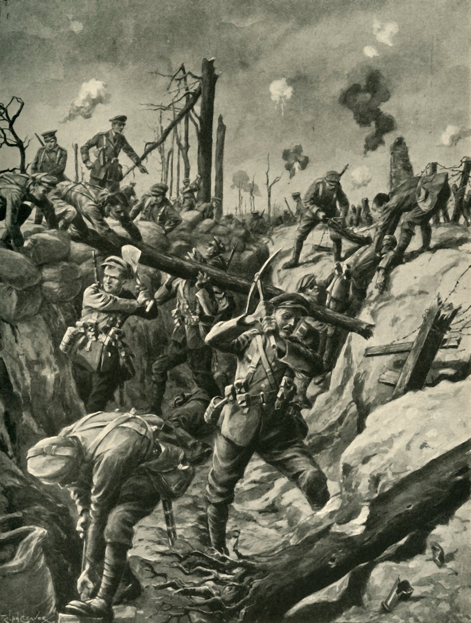 英军在德国战trench中，西线，第一次世界大战，c1915，c1920。 作者 拉尔夫·切弗