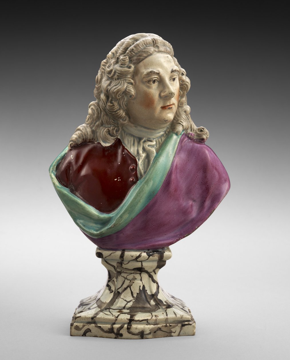 乔治·弗里德里希·汉德尔（George Frideric Handel）的半身像1782-1795（铅釉陶器（珍珠器），配釉釉） 作者 拉尔夫·伍德
