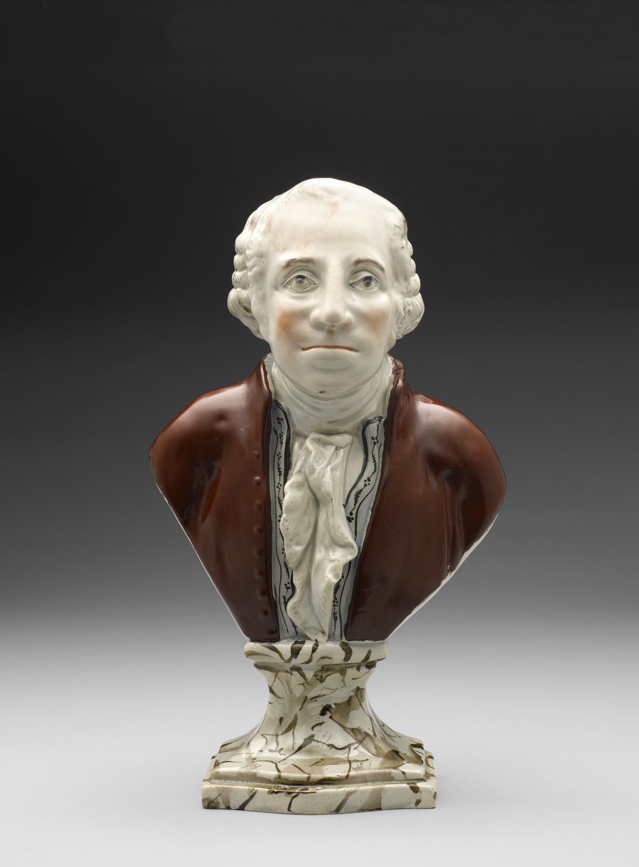 乔治·华盛顿半身像c。 1782-1795（铅釉陶器（珍珠器），配釉釉） 作者 拉尔夫·伍德