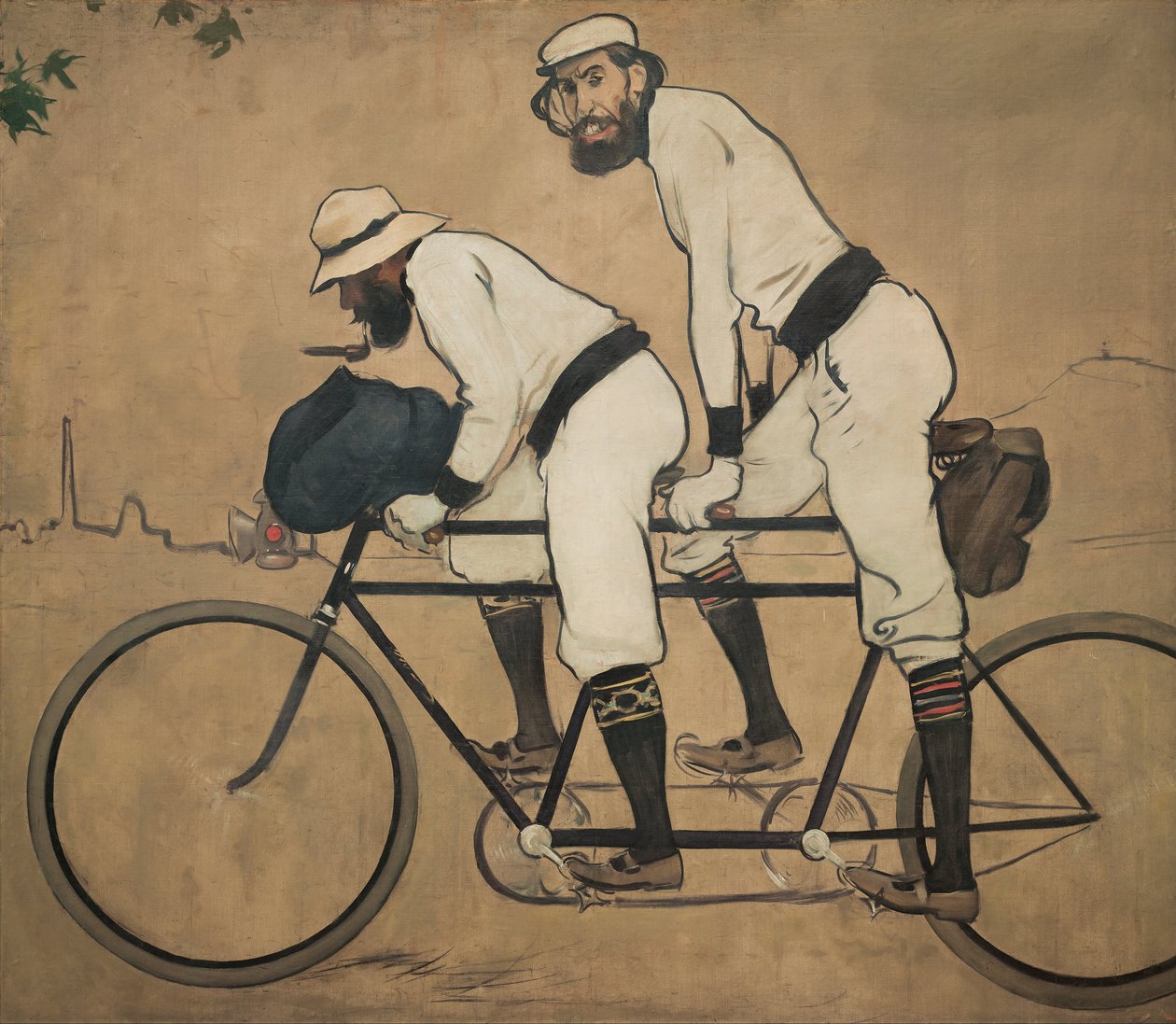 Ramon Casas和Pere Romeu在Tandem上 作者 拉蒙·卡萨斯·卡博