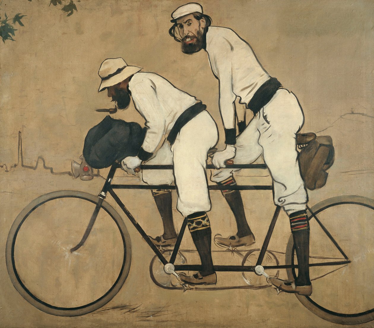 Ramon Casas和Pere Romeu在Tandem上 作者 拉蒙·卡萨斯·卡博