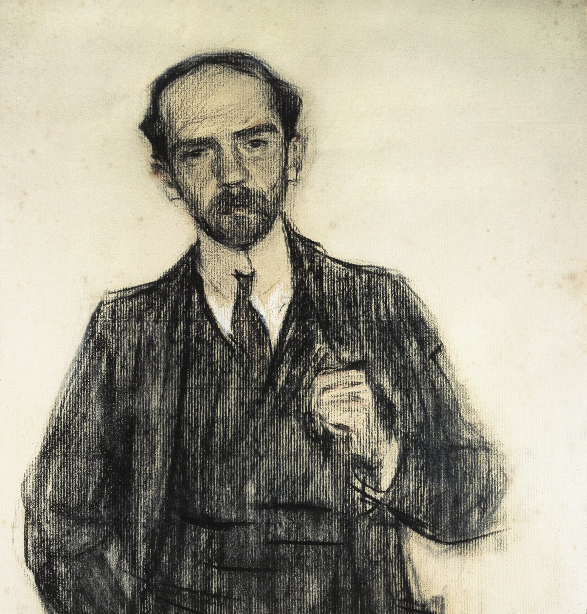 Pio Baroja 的肖像。 c.1904 - 1905（绘图） 作者 拉蒙·卡萨斯