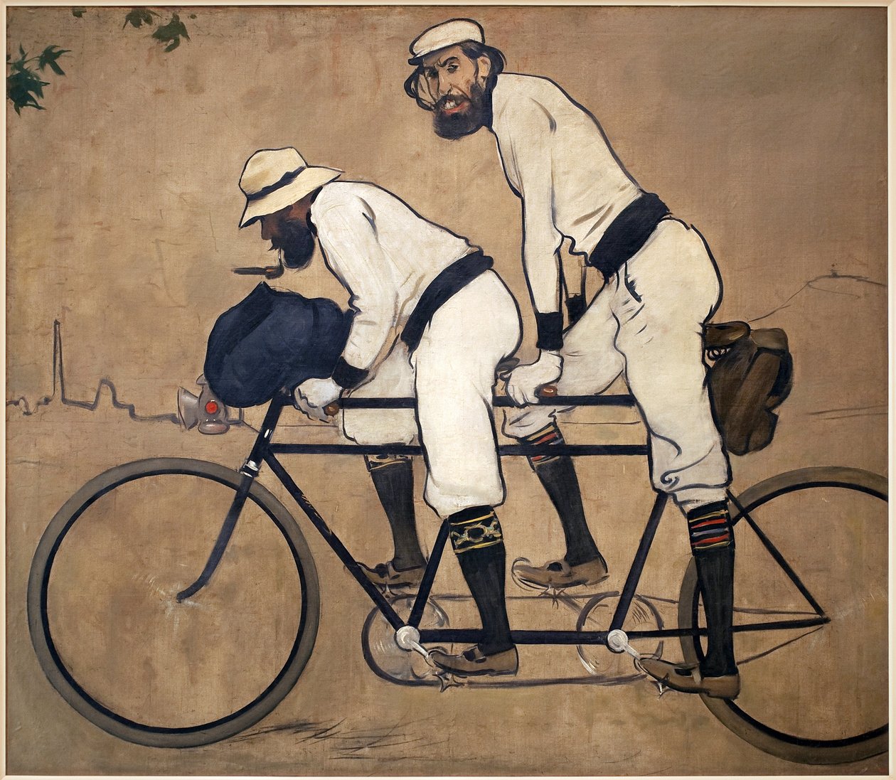 拉蒙·卡萨 (Ramon Casa) 和佩雷·罗梅乌 (Pere Romeu) 串联。 拉蒙·卡萨斯 (Ramon Casas)（1866-1932）绘画，布面油画 作者 拉蒙·卡萨斯