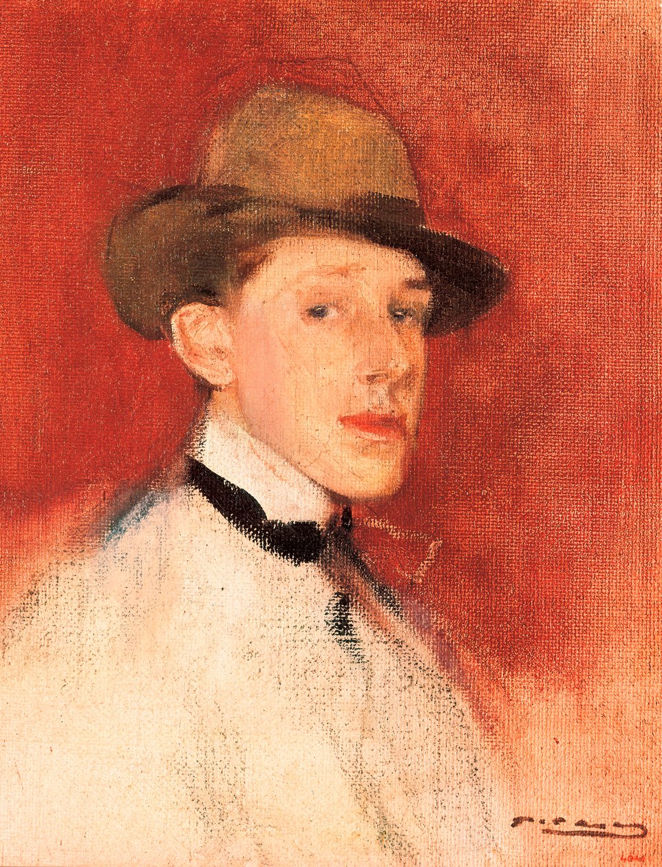 研究国王阿方索十三世（或 Alphonse de Bourbon）（1886-1941）的肖像，细节 作者 拉蒙·卡萨斯·卡博