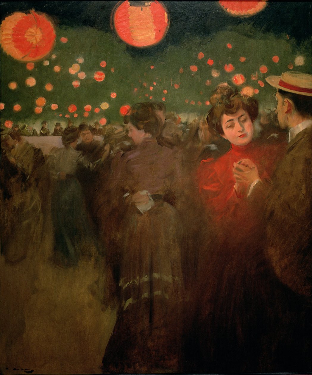 露天派对，c.1901-02（布面油画） 作者 拉蒙·卡萨斯·卡博