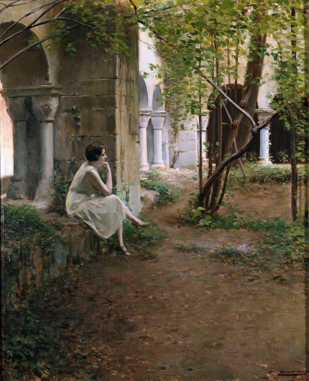 Young Woman Meditating in a Cloister 作者 拉蒙·卡萨斯·卡博