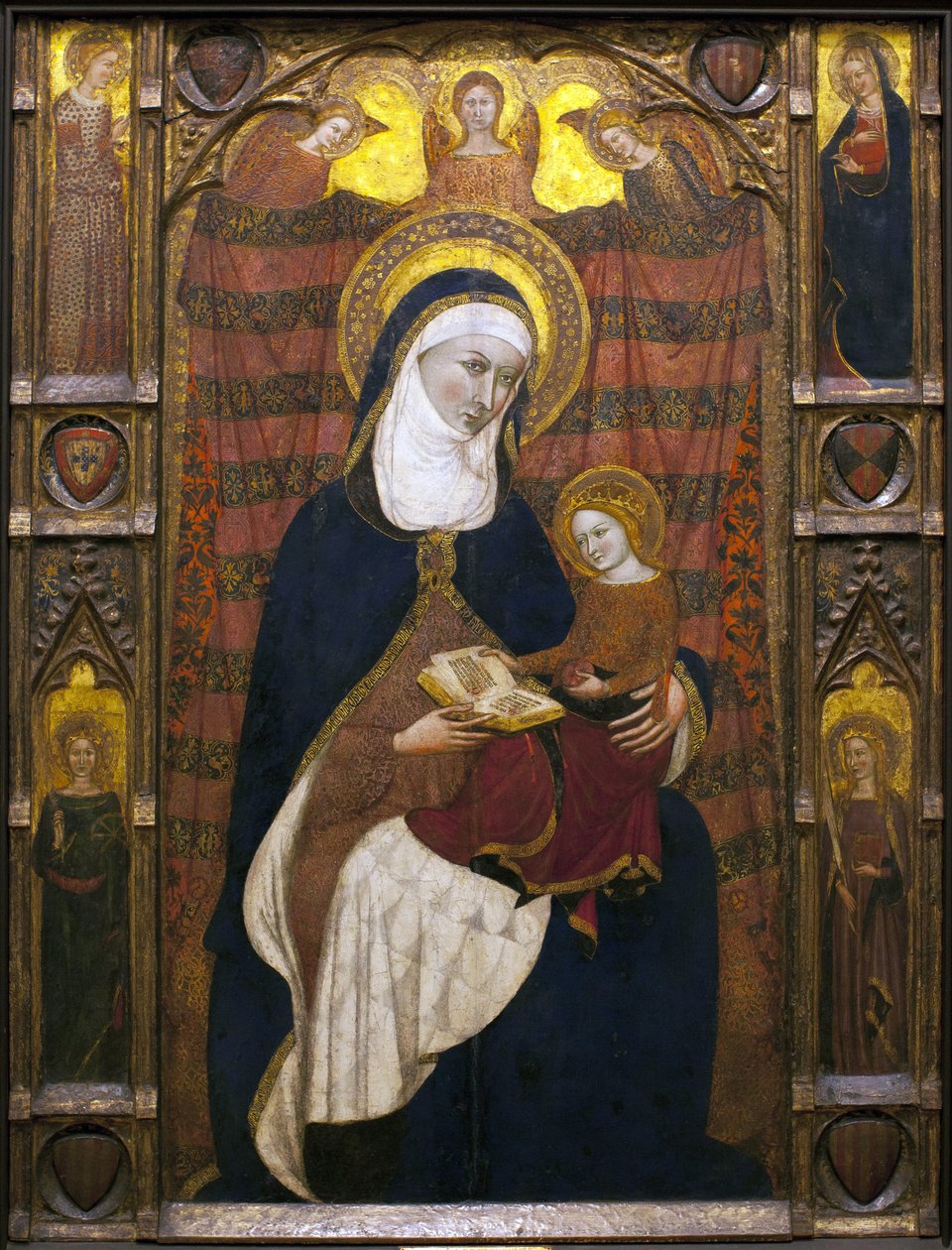 Saint Anne and the Virgin - Painting by Ramons Destorrents (14th century), Arnau (14th century) and Jaume Ferrer Bassa (1281-1348) - tempera on wood, circa 1350 (St Anne and The Virgin, by Ramons Destorrents, Arnau e Ferrer Bassa, tempera on panel, circa 1 作者 拉蒙·戴斯洪（Ramon Destorrents）