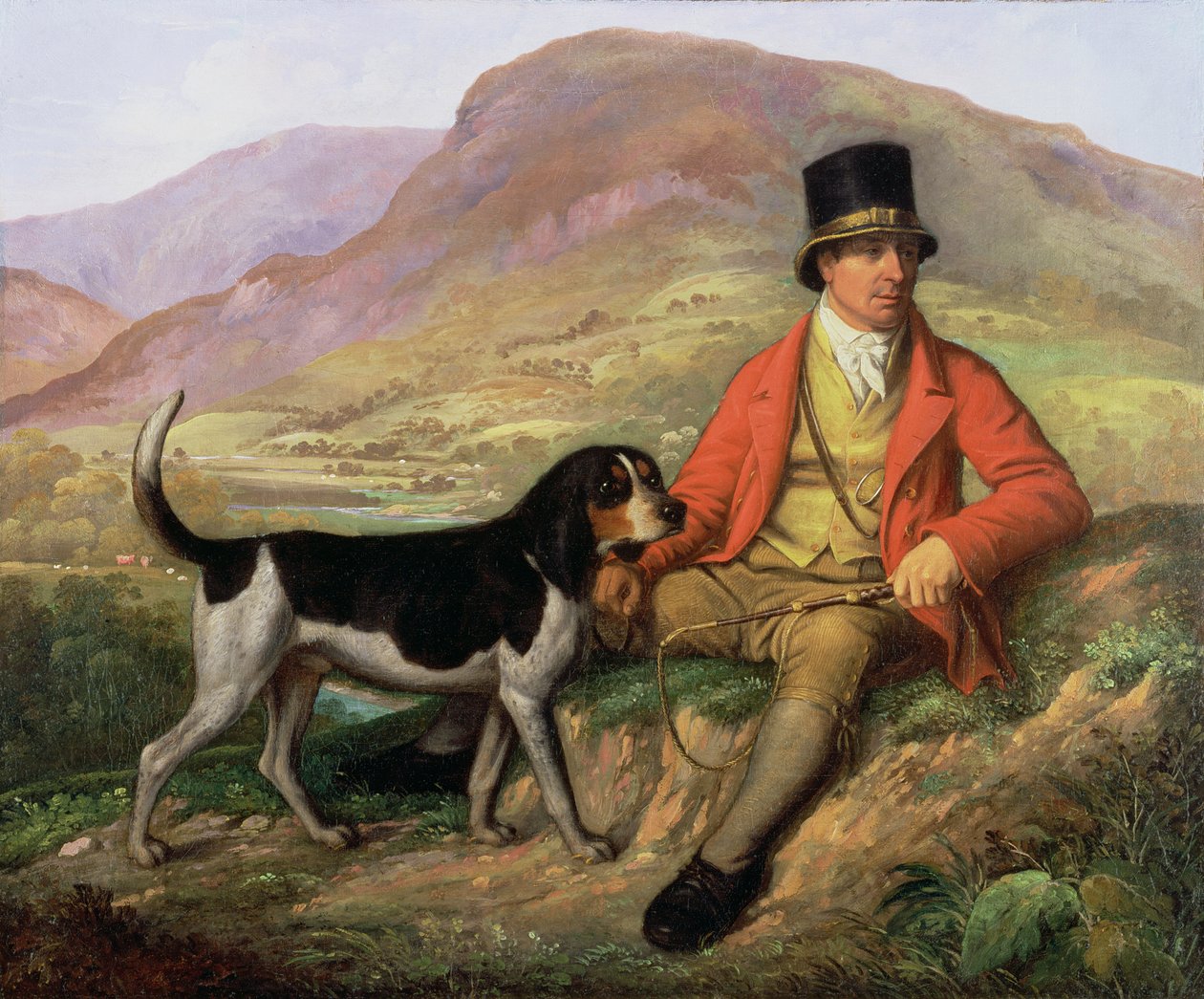 John Peel（1776-1854）与他的一只猎犬的肖像 作者 拉姆齐·理查德·雷纳格（Ramsay Richard Reinagle）