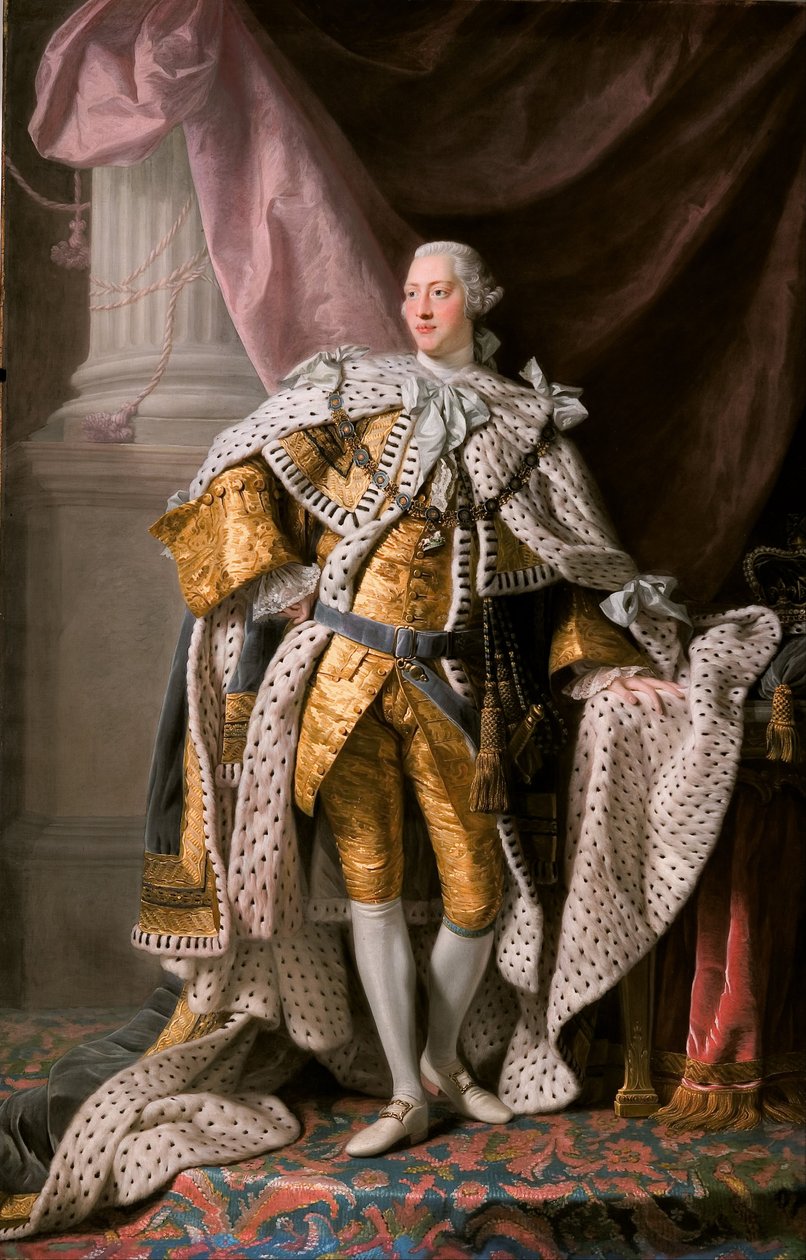 英国国王乔治三世1738-1820年身穿加冕服的肖像，约1770年 作者 拉姆齐